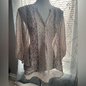 Maurices Sheer Blouse with Black Patterns